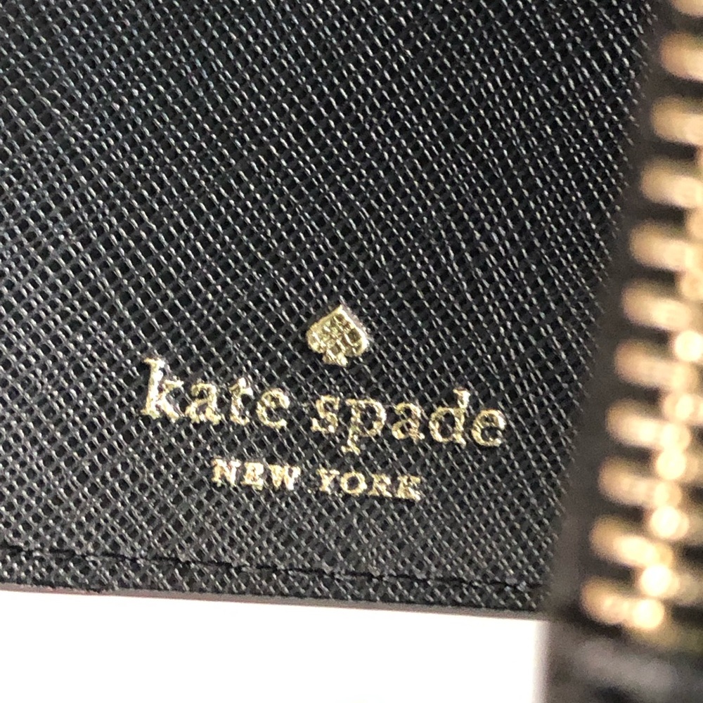 Kate Spade Disney Minnie Mouse Bow Adalyn Leather Bifold Compact Wallet Black - Picture 10 of 16